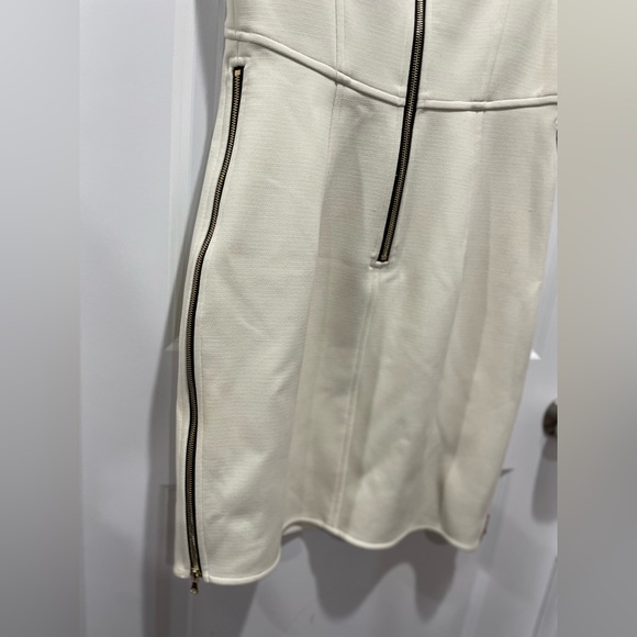 Milly Sheath dress in Cream Ivory Ecru with Gold Zipper design Size 10 - Picture 5 of 6